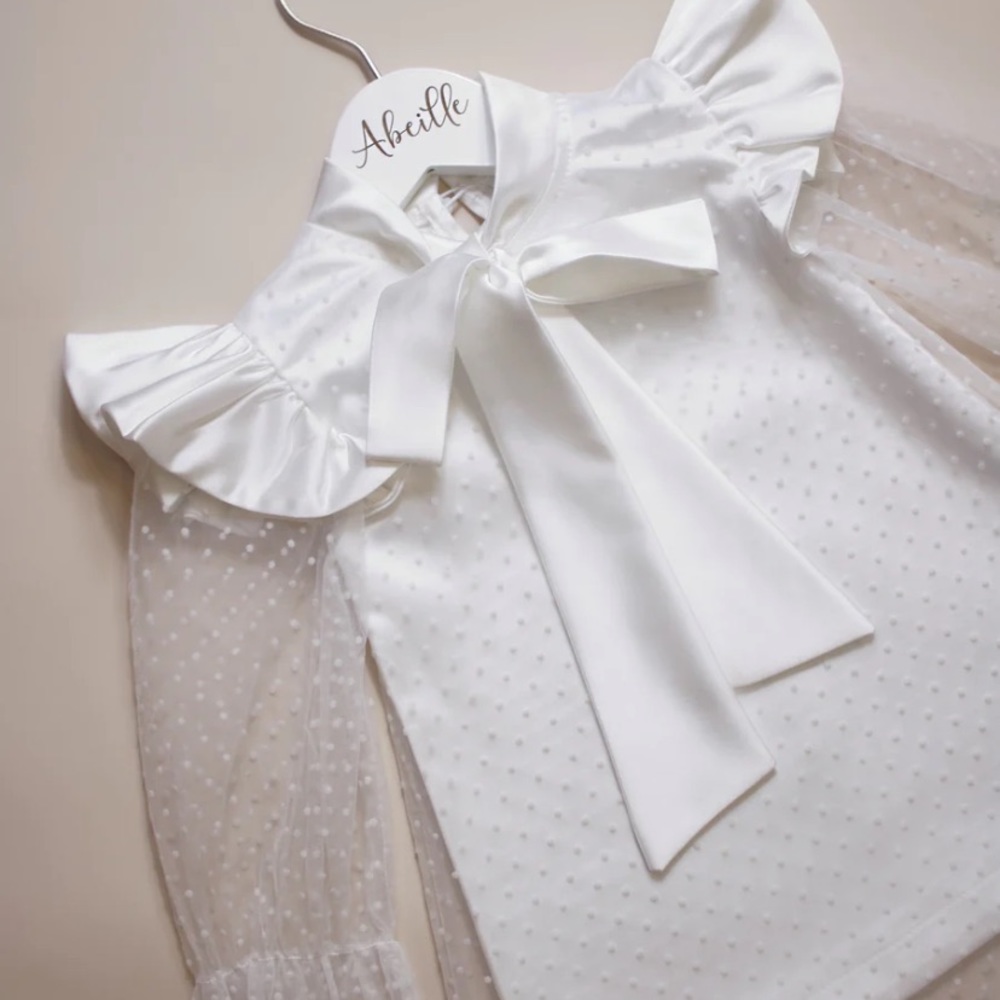 Formal Abeille white semi tulle dress